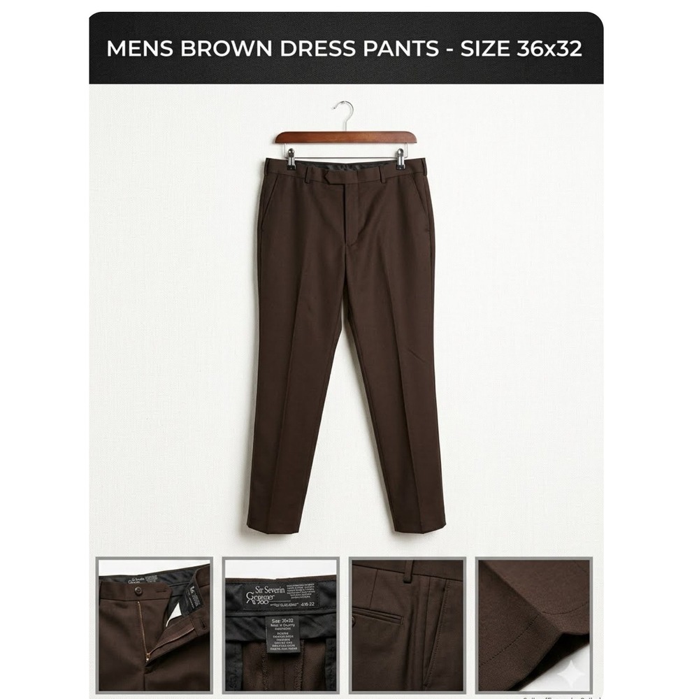 VTG All Seasons Comfort Action Mens Brown Dress Pants 38x32 Made in USA Slacks